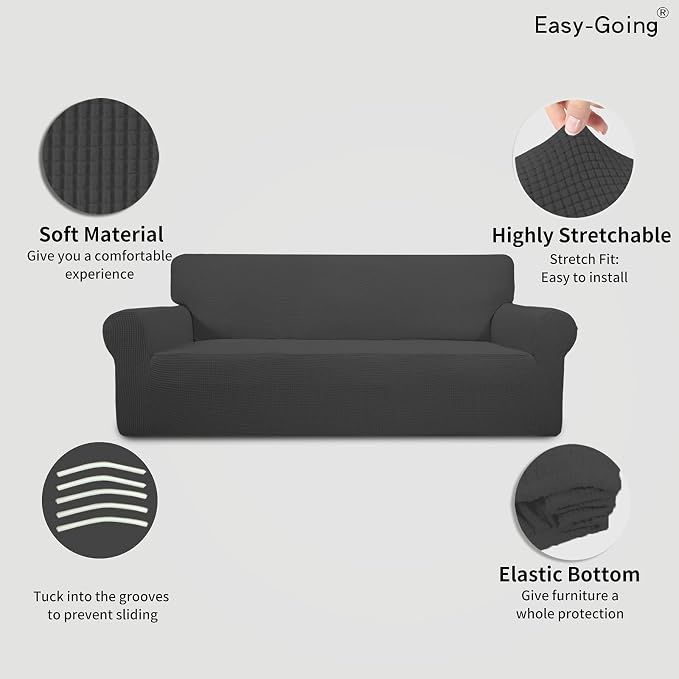 Easy-Going Stretch Sofa Cover Washable Dark Gray