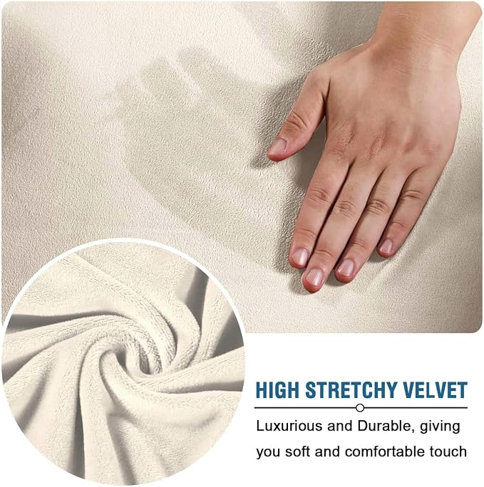 Modern Velvet Plush 4-Piece Sofa Slipcover Ivory