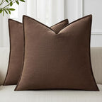 Linen Throw Pillow Covers 24x24 Set of 2
