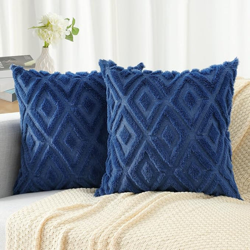 Faux Fur Throw Pillow Covers 18x18 Set of 2