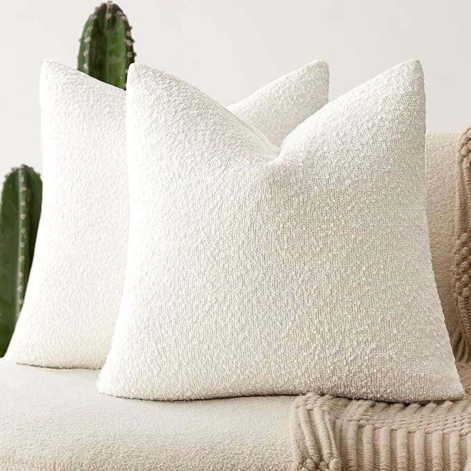 Decorative Boucle Throw Pillow Covers 24x24 Inch
