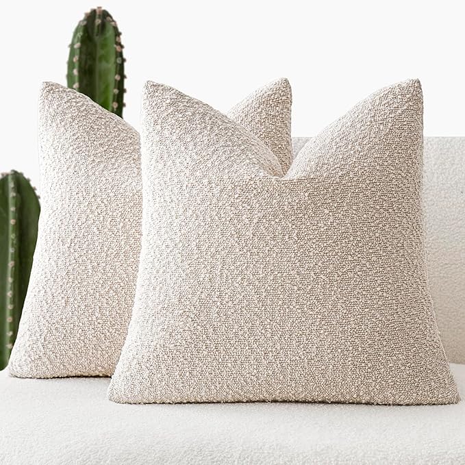 Decorative Boucle Throw Pillow Covers 24x24 Inch