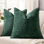 Textured Chenille Throw Pillow Covers 16x16 Set of 2