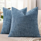 Textured Chenille Throw Pillow Covers 16x16 Set of 2