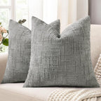 Textured Chenille Throw Pillow Covers 16x16 Set of 2