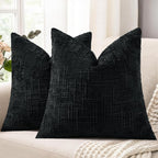 Textured Chenille Throw Pillow Covers 16x16 Set of 2